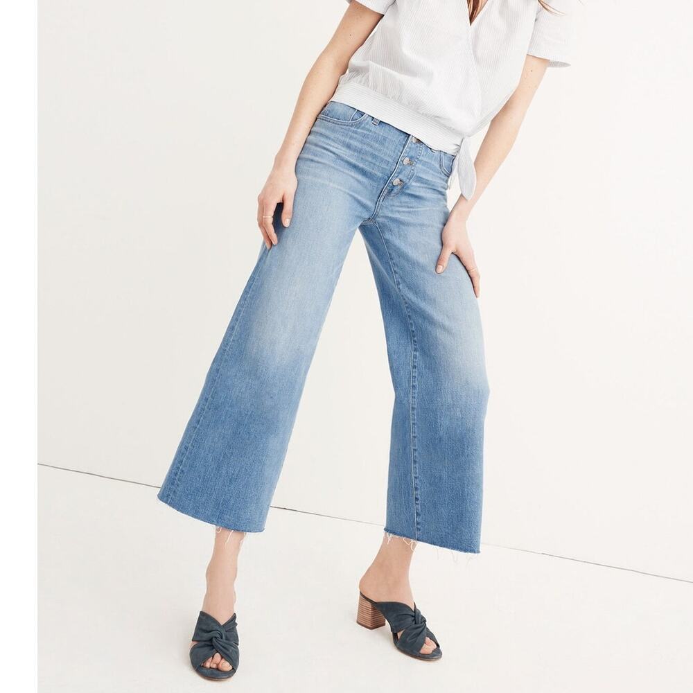 Madewell Wide-Leg Crop Jeans Button-Front Martina Wash Comfort Stretch 26 NWT